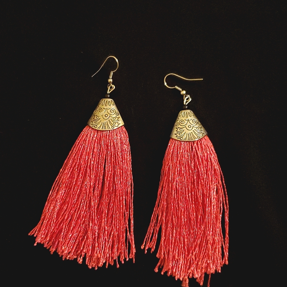 Magenta Boho Pink tassel earrings